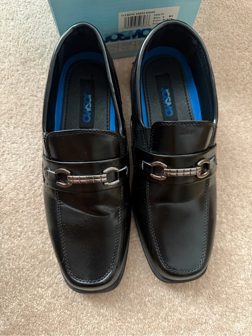Josmo Boys Black Dress Loafers with Silver Bit